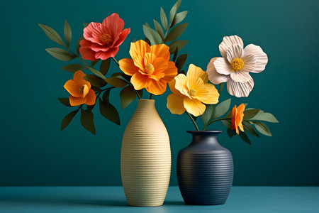 3d rendering of a vase with a bouquet of flowersの素材