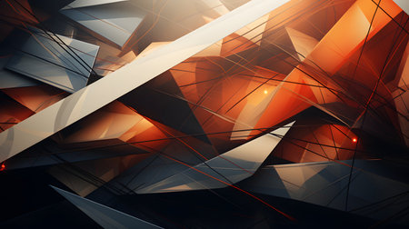 Abstract 3d rendering of chaotic structure. Futuristic background with geometric shapes.