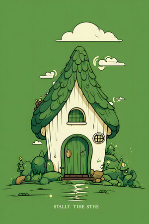 Vector illustration of a fairy tale house in the forest. Cute cartoon style.の素材
