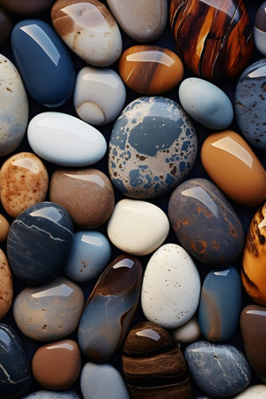 Colorful stones on the beach, close-up. Abstract background.の素材