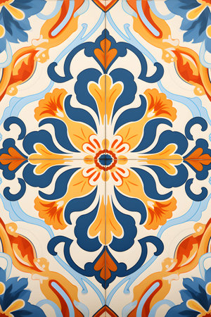 Seamless pattern illustration in traditional Portuguese style - like Portuguese tilesの素材