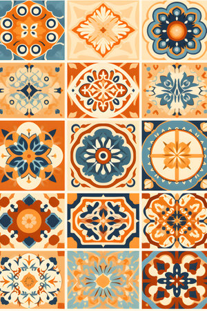 Seamless pattern illustration in traditional style - like Portuguese tiles.の素材