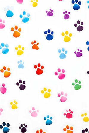 Colorful Paw Prints on White Background. Vector Illustration.の素材