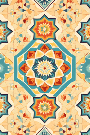 Colorful kaleidoscope seamless pattern, abstract background, raster version.の素材