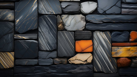 Colorful stone wall texture background, 3D rendering. Computer digital drawing.の素材