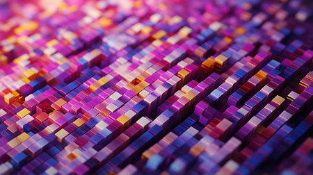 Abstract 3d rendering of chaotic colorful cubes. Futuristic background.の素材