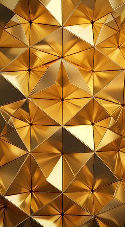Golden geometric abstract background. 3d rendering, 3d illustration.の素材