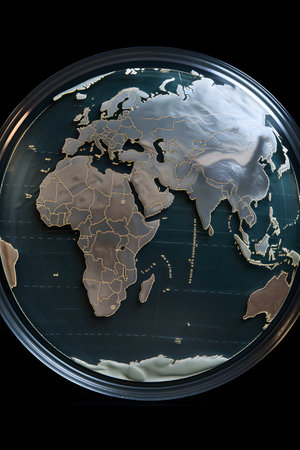 Highly detailed 3D render of a planet earth with continents and oceans.の素材