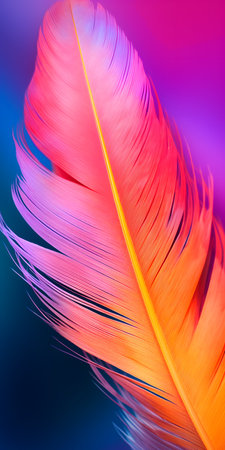 Colorful feather on a dark background. Close-up image.の素材