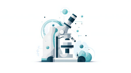 Microscope. Science and education concept. Vector illustration in flat styleの素材