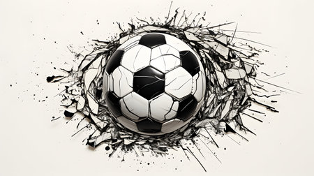 Soccer ball with a cracked surface on a white background. 3d illustrationの素材