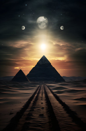 Fantasy alien planet. Mountain and road. 3D Renderingの素材