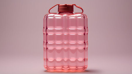 Transparent water bottle on a pink background. 3d rendering.の素材