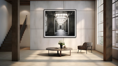 Interior of modern living room. 3D rendering, 3D illustrationの素材
