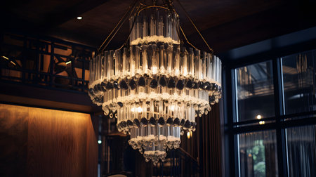 Luxury chandelier in the interior of a luxury restaurantの素材