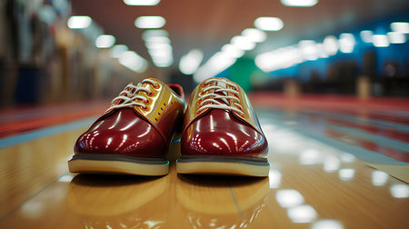 Shoes in the bowling hall. Shallow depth of field.の素材