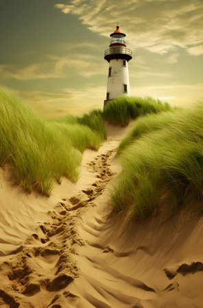 Lighthouse on the dunes of the North Sea, Germany.の素材