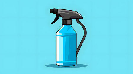 Spray bottle on blue background. Cleaning concept. Vector illustration.の素材
