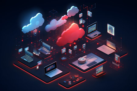Cloud computing concept. 3d isometric illustration of cloud computing conceptの素材