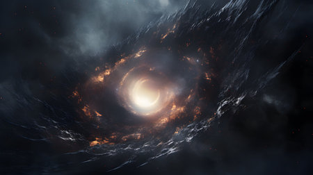 3D illustration of an abstract galaxy with stars and nebula.の素材