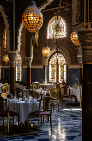 Interior of a traditional arabic restaurant in Dubai, United Arab Emiratesの素材