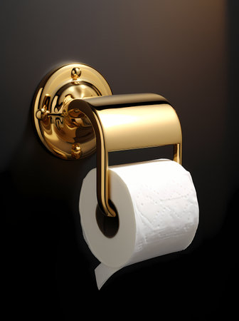 Toilet paper roll on black background. 3D illustration. 3D rendering.の素材