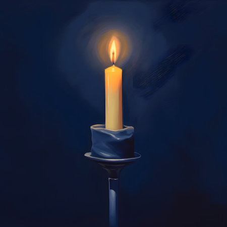 Candle on a dark blue background. Illustration for your designの素材