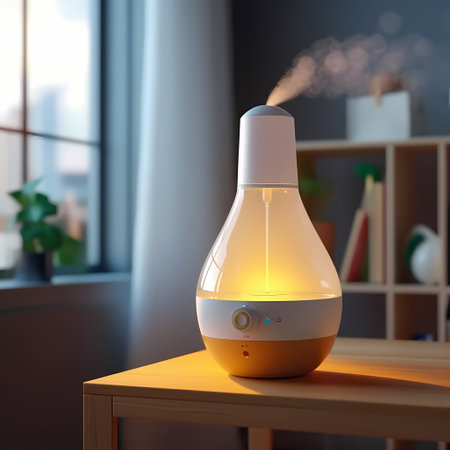 Aroma diffuser in the room. 3D rendering. Mock up.の素材
