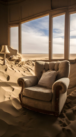 Interior of a hotel room with an armchair in the desertの素材