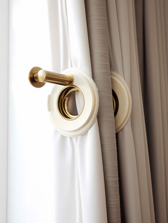 Curtain and doorknob close up. Luxury interior designの素材