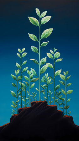Plant in the soil. The concept of environmental protection. Vector illustration.の素材