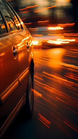 car on the road with motion blur background.abstract background.の素材