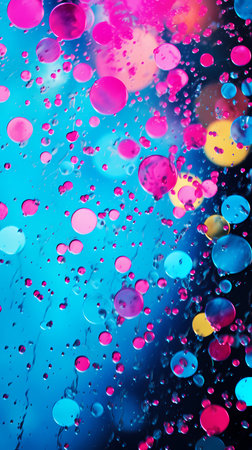 Colorful abstract background with bokeh defocused lights and water dropsの素材
