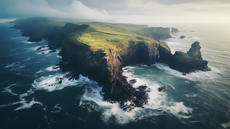 Aerial view of Cliffs of Moher in County Clare, Irelandの素材