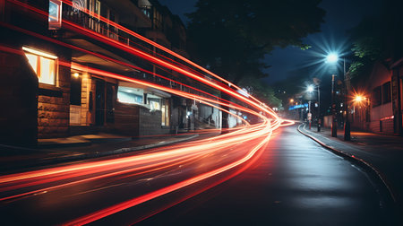 Car light trails on the street at night. Long exposure photo.の素材