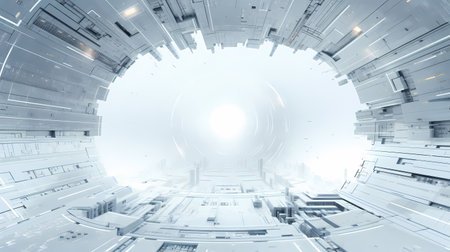 3D rendering of a futuristic city. The concept of modern architectureの素材