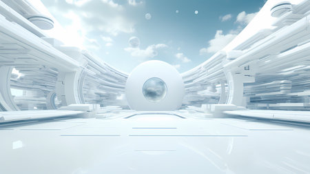 3D rendering of an abstract background with a futuristic cyber space.の素材