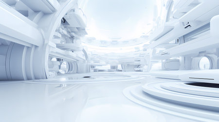 Futuristic spaceship interior 3D rendering. Futuristic spaceship interiorの素材