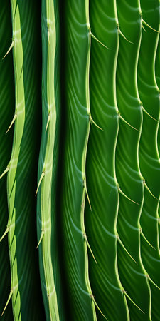 Abstract background made of green cactus stems. 3D illustration.の素材