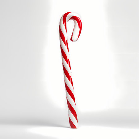 3d render of christmas candy cane on white background with shadowの素材