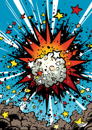 Vector illustration of explosion in pop art style. Comic book background.の素材