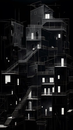 Abstract architectural drawing of a modern residential area. Architectural background.の素材