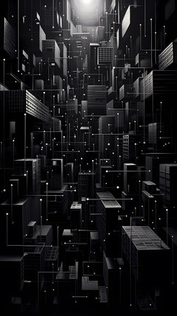 Abstract city background, 3d render illustration. Computer digital drawing.の素材