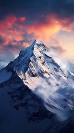 Beautiful alpine landscape of Himalaya mountain range at sunset.の素材