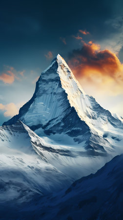 Matterhorn peak at sunset, Zermatt, Switzerland.の素材