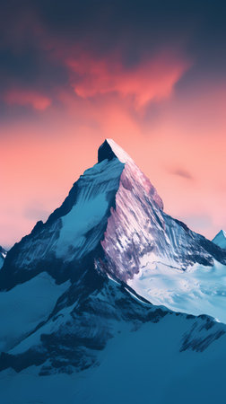 Mountain landscape at sunset. Himalayas, Nepal, Asia.の素材