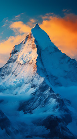 Matterhorn peak at sunset, Himalayas, Nepal.の素材