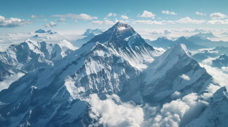 Aerial view of Himalayas mountains, Annapurna Conservation Area, Nepalの素材