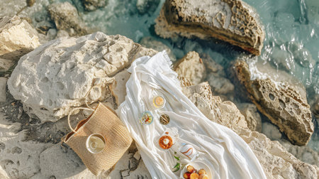 Wedding accessories on the beach. Wedding in Montenegro.の素材