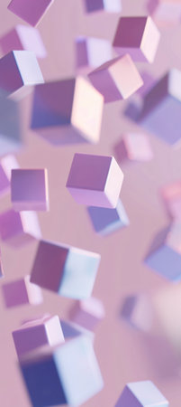 3d illustration of abstract geometric background with cubes floating in the airの素材